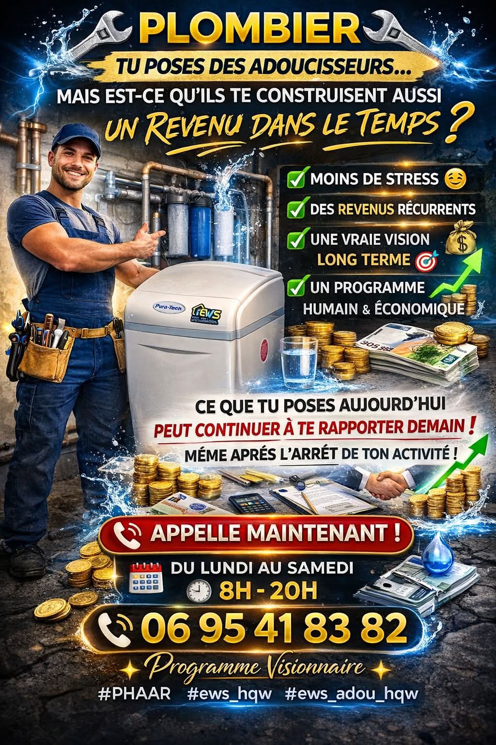 Plombier — Tu poses des adoucisseurs, mais est-ce qu'ils te construisent aussi un revenu dans le temps ?